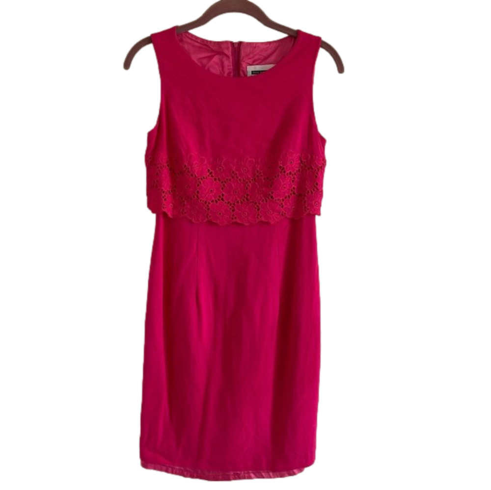 Lois snyder dani max petite  Sleeveless Barbie core pink flower dress size small
